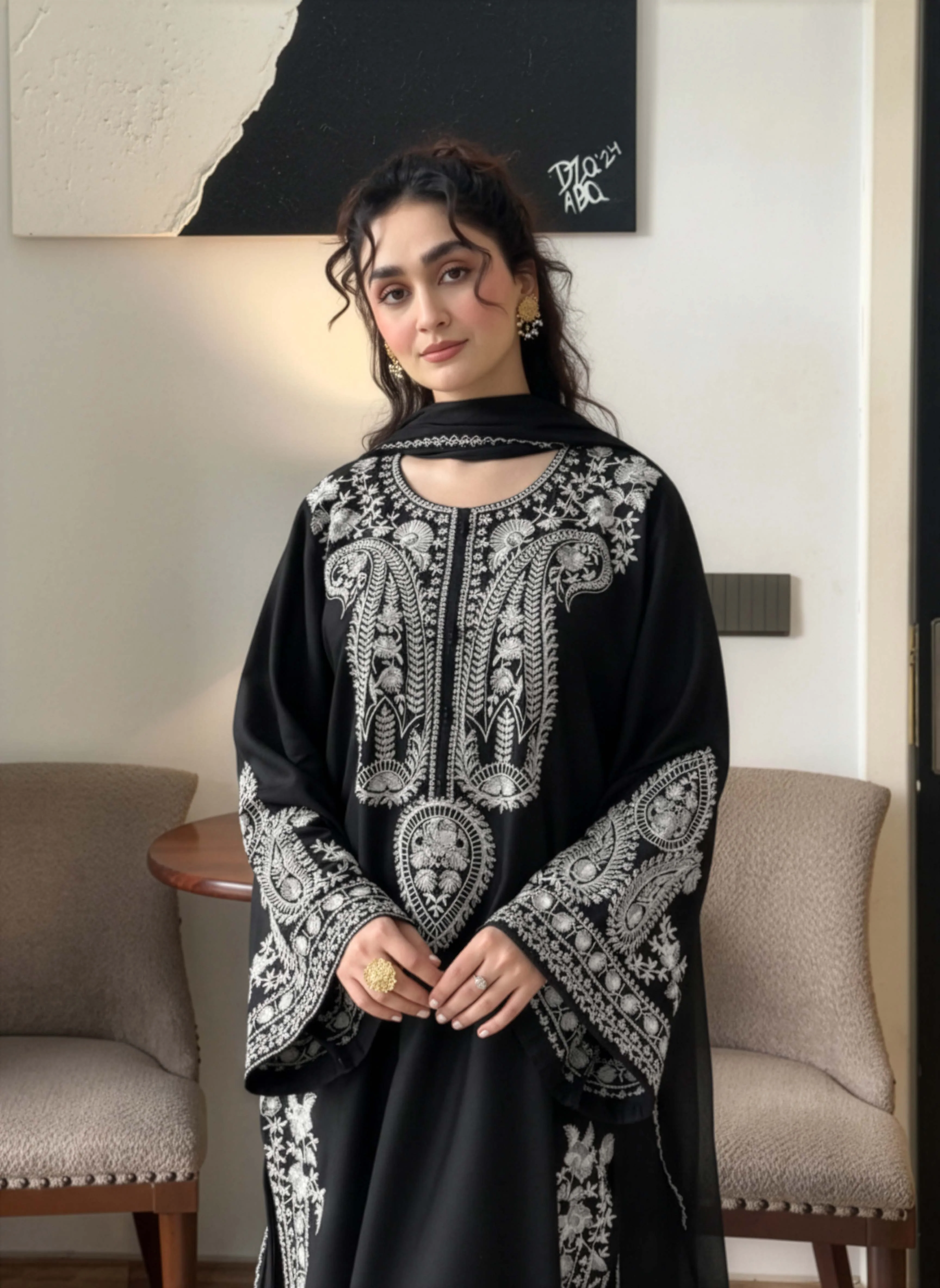Aafreen Embroidered 3pc - Black - Image 4