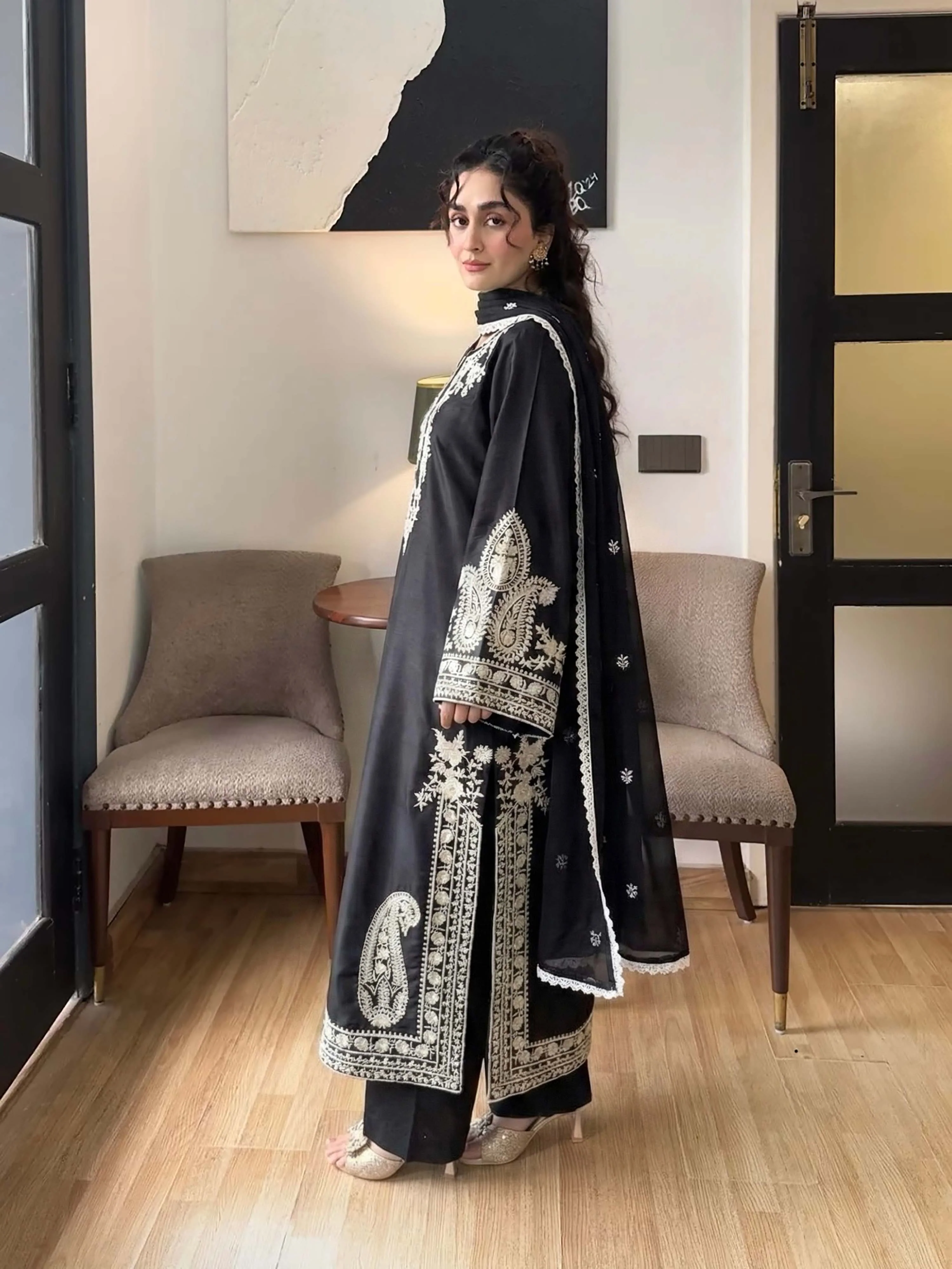 Aafreen Embroidered 3pc - Black - Image 6