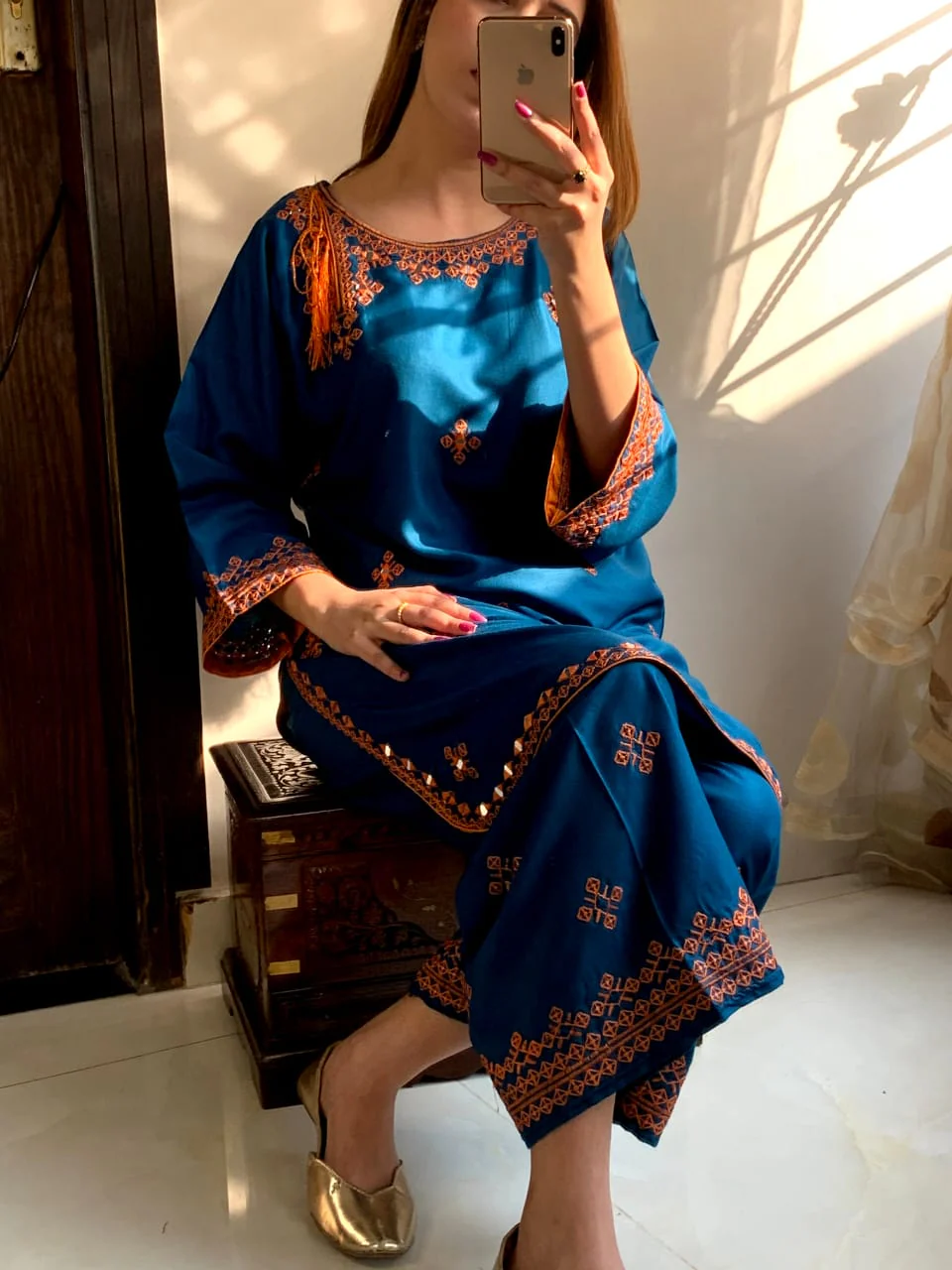 Biya mirror worked embroidery 2pcs - Image 5