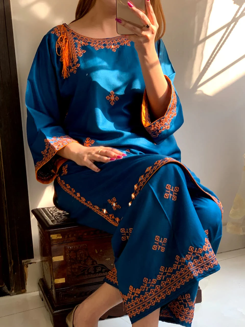 Biya mirror worked embroidery 2pcs - Image 7