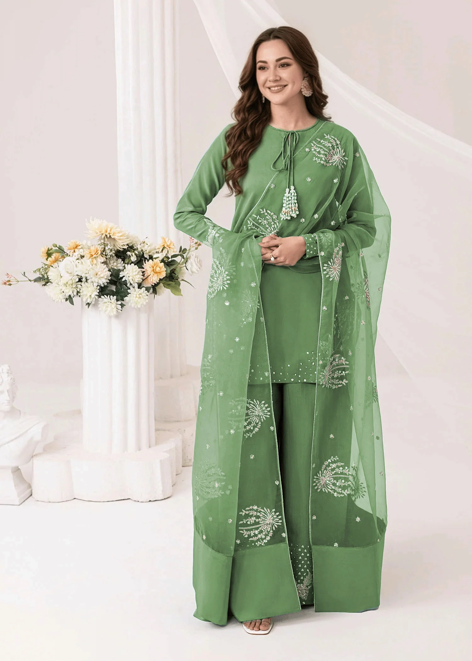 Embrose Embroidered - 3pc - Jade Green - Image 3