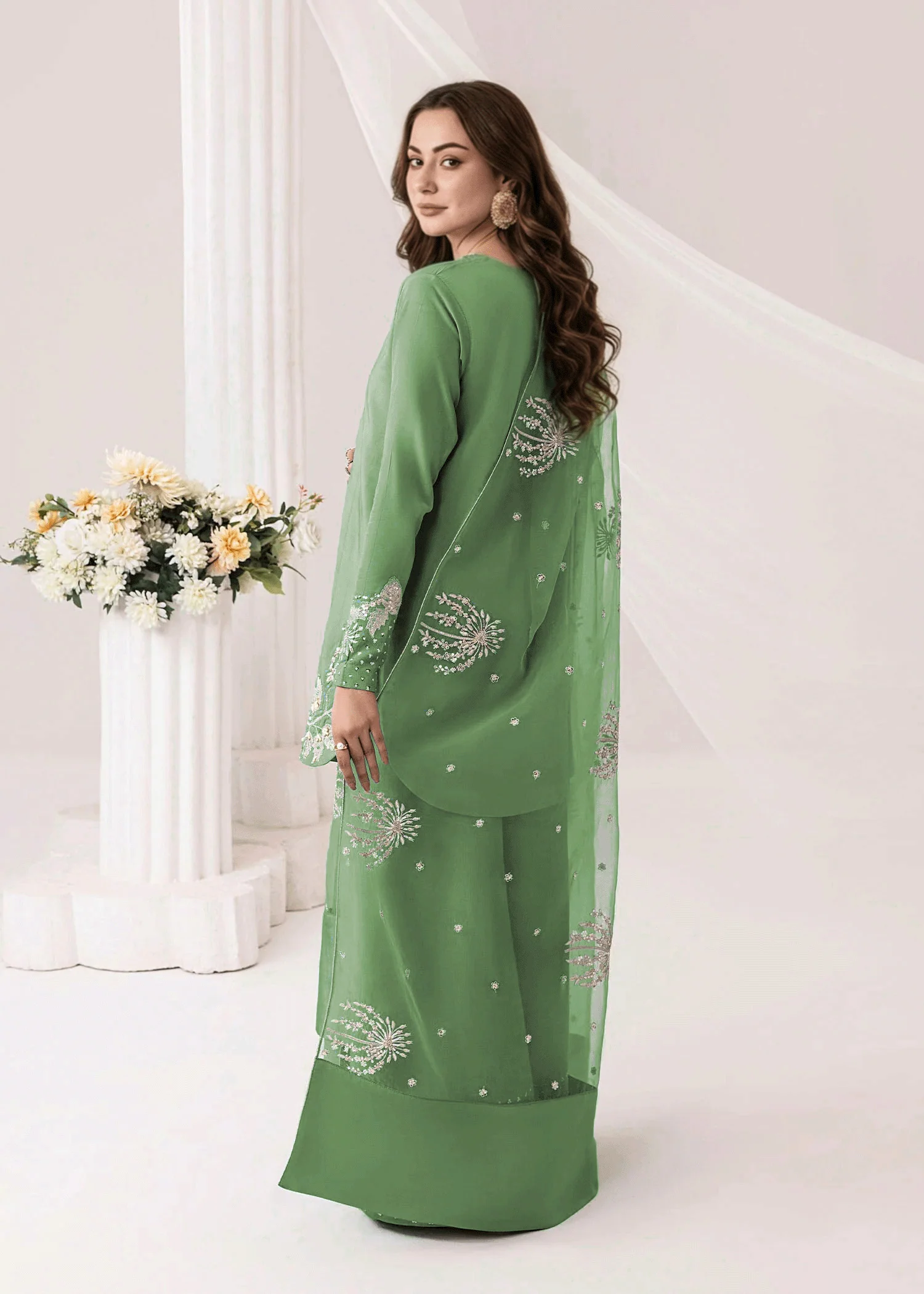 Embrose Embroidered - 3pc - Jade Green - Image 4