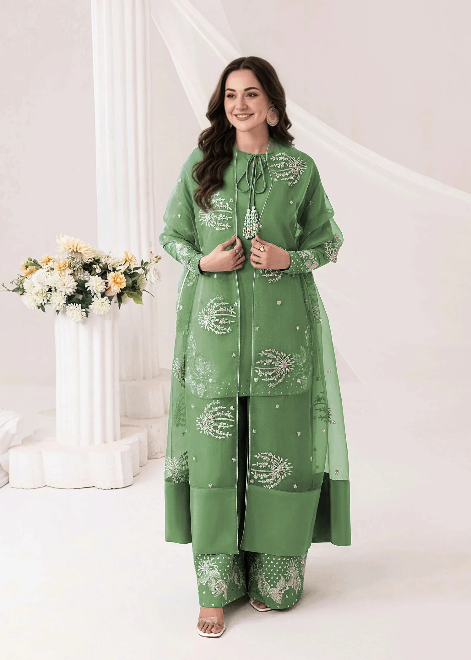 Embrose Embroidered - 3pc - Jade Green - Image 7
