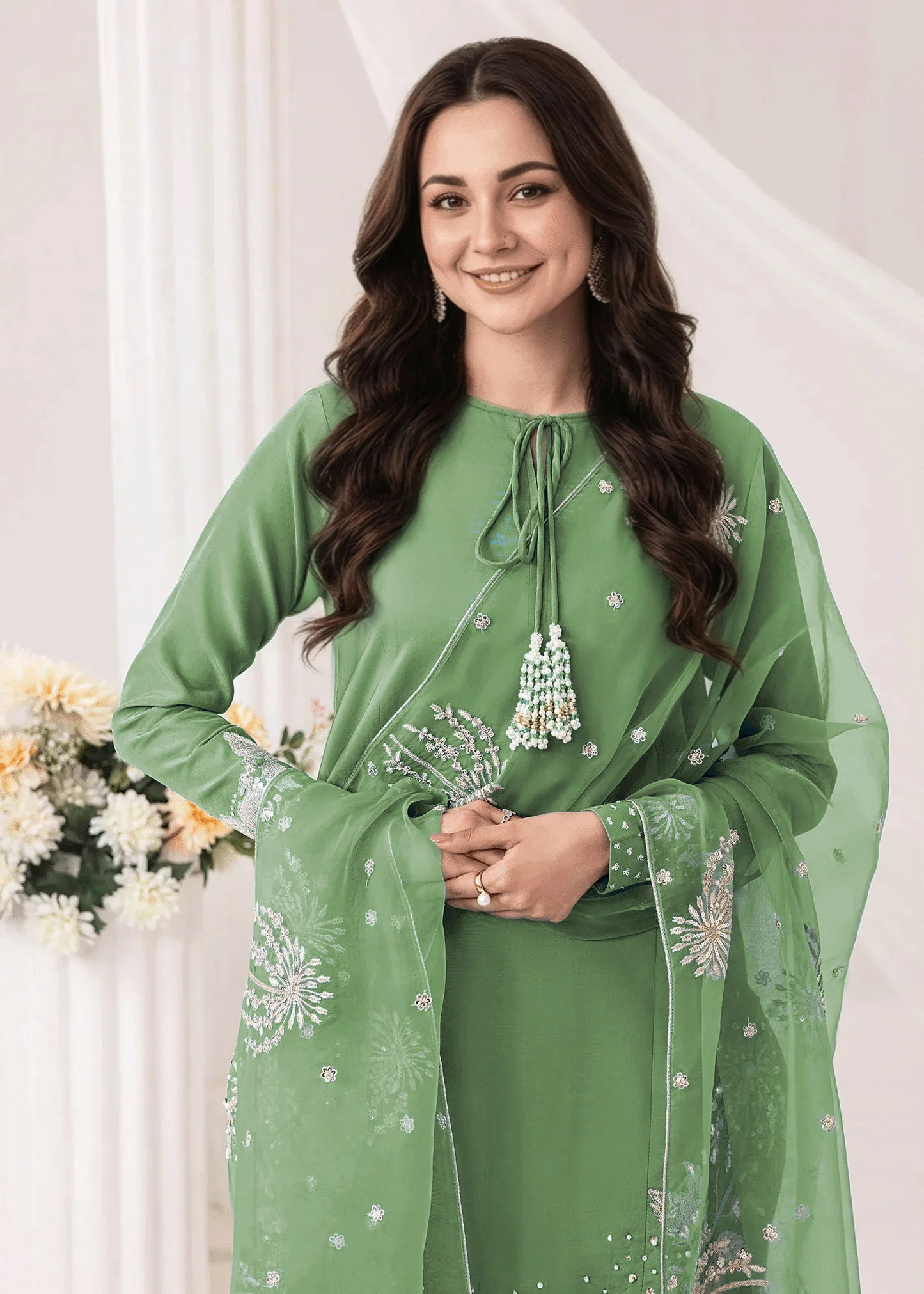 Embrose Embroidered - 3pc - Jade Green - Image 8